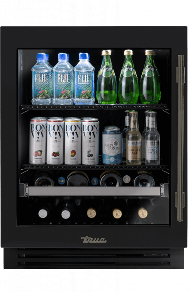 ADA Height Undercounter Beverage Center, Left Hinged, Matte Black, Pewter Hardware TUBADA24LGA027H05