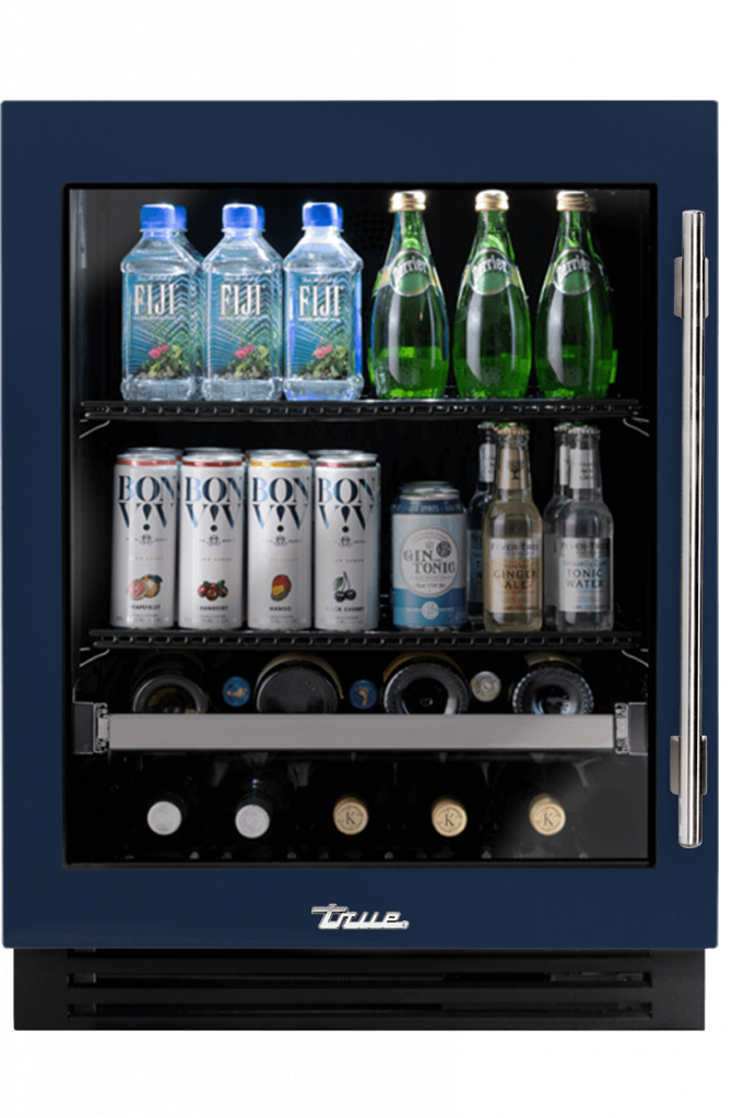 ADA Height Undercounter Beverage Center, Left Hinged, Cobalt, Chrome Hardware TUBADA24LGA078H02