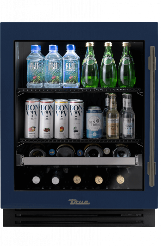 ADA Height Undercounter Beverage Center, Left Hinged, Cobalt, Pewter Hardware TUBADA24LGA078H05