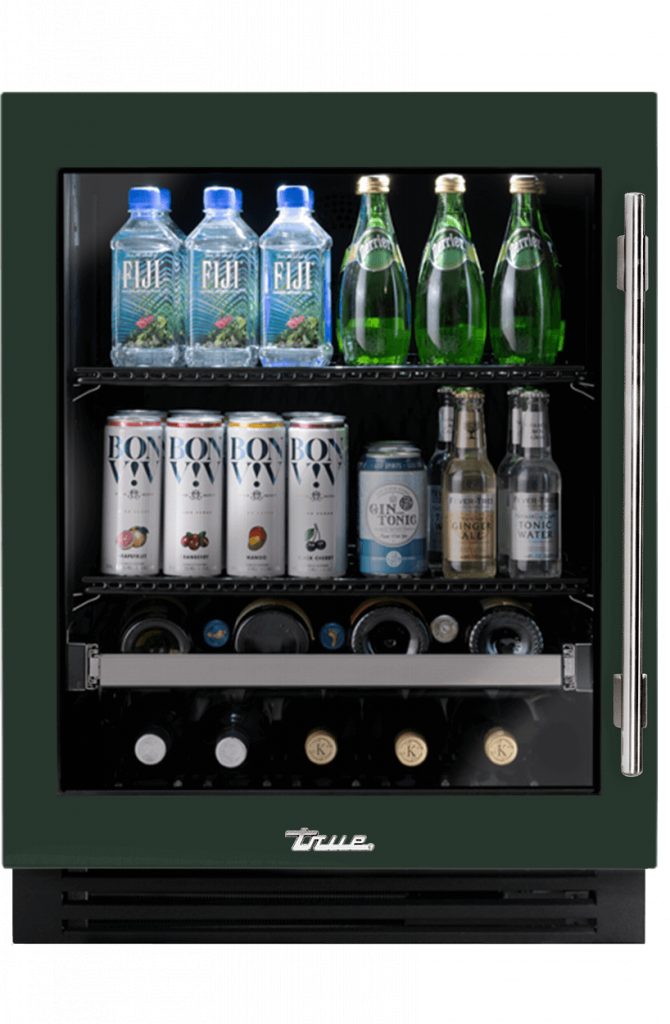 ADA Height Undercounter Beverage Center, Left Hinged, Emerald, Chrome Hardware TUBADA24LGA086H02