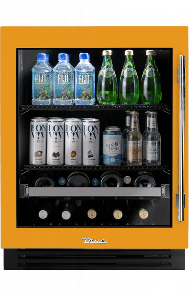 ADA Height Undercounter Beverage Center, Left Hinged, Saffron, Chrome Hardware TUBADA24LGA103H02