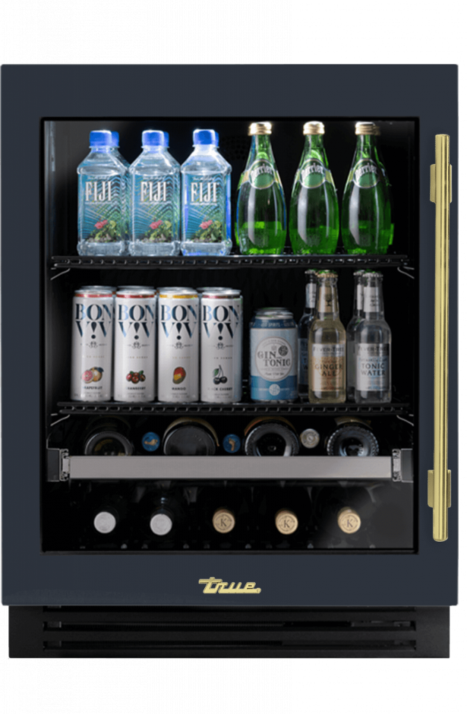 ADA Height Undercounter Beverage Center, Left Hinged, Juniper, Brass Hardware TUBADA24LGA104H01