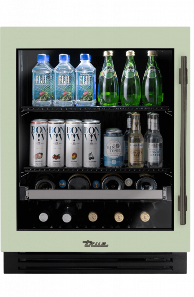 ADA Height Undercounter Beverage Center, Left Hinged, Sage, Pewter Hardware TUBADA24LGA129H05