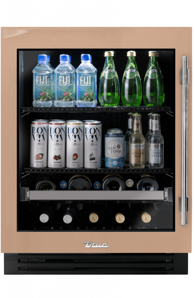 ADA Height Undercounter Beverage Center, Left Hinged, Champagne, Chrome Hardware TUBADA24LGA179H02