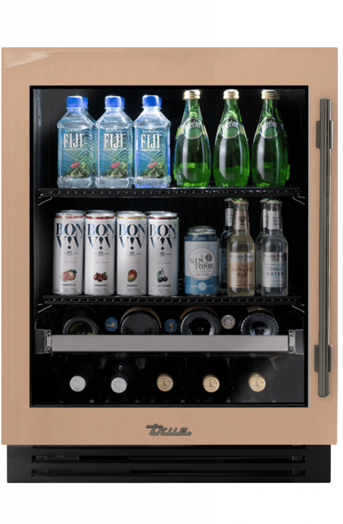 ADA Height Undercounter Beverage Center, Left Hinged, Champagne, Pewter Hardware TUBADA24LGA179H05