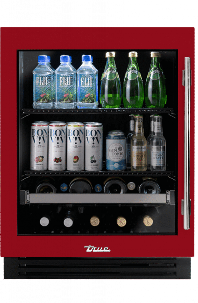 ADA Height Undercounter Beverage Center, Left Hinged, Crimson, Chrome Hardware TUBADA24LGA193H02