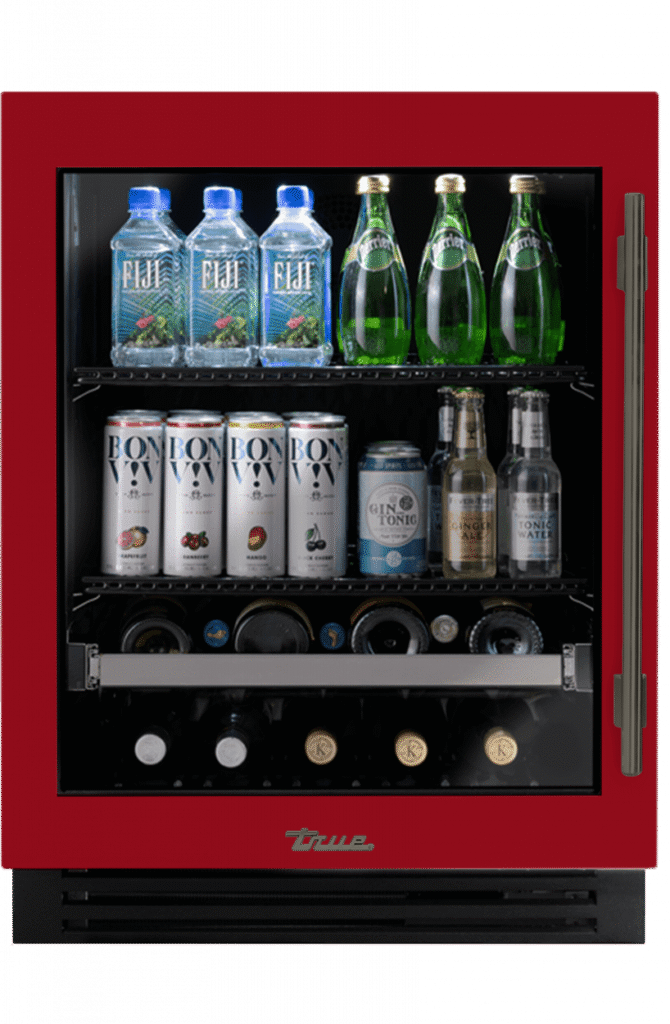 ADA Height Undercounter Beverage Center, Left Hinged, Crimson, Pewter Hardware TUBADA24LGA193H05