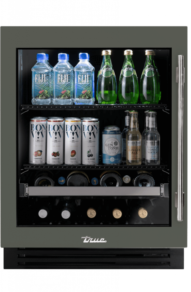 ADA Height Undercounter Beverage Center, Left Hinged, Olive, Chrome Hardware TUBADA24LGA238H02