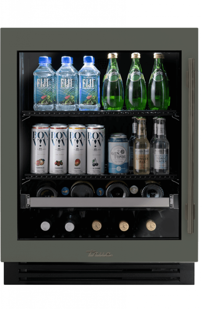 ADA Height Undercounter Beverage Center, Left Hinged, Olive, Pewter Hardware TUBADA24LGA238H05