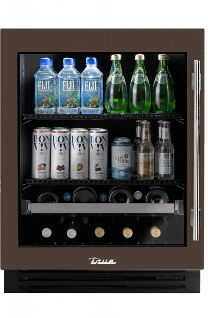 ADA Height Undercounter Beverage Center, Left Hinged, Espresso, Chrome Hardware TUBADA24LGA305H02
