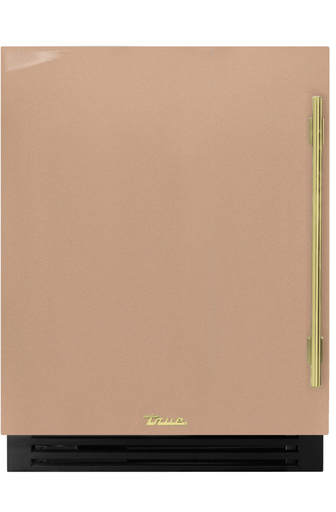 ADA Height Undercounter Beverage Center, Left Hinged, Champagne, Brass Hardware TUBADA24LSA179H01