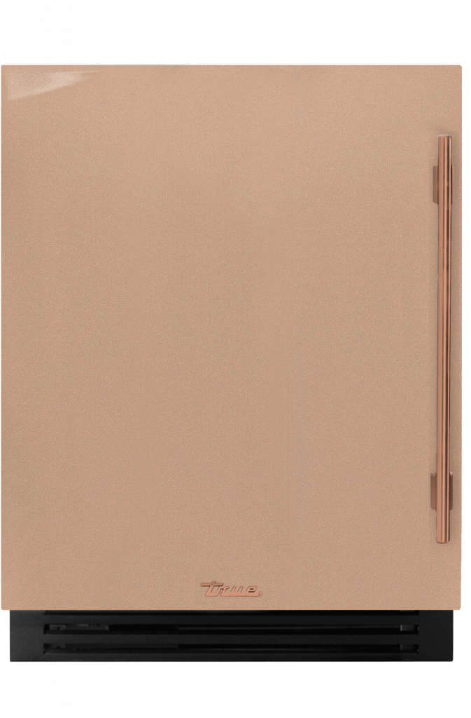 ADA Height Undercounter Beverage Center, Left Hinged, Champagne, Copper Hardware TUBADA24LSA179H03