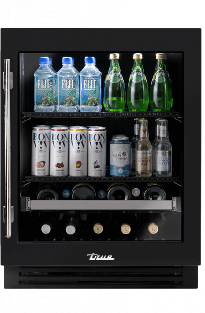 ADA Height Undercounter Beverage Center, Right Hinged, Matte Black, Chrome Hardware TUBADA24RGA027H02
