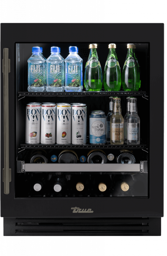 ADA Height Undercounter Beverage Center, Right Hinged, Matte Black, Pewter Hardware TUBADA24RGA027H05