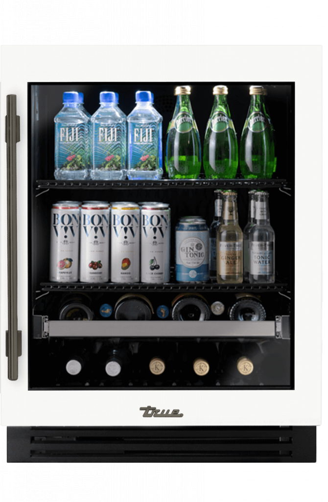 ADA Height Undercounter Beverage Center, Right Hinged, Matte White, Pewter Hardware TUBADA24RGA030H05