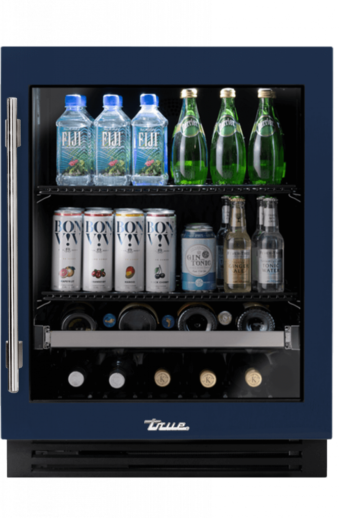 ADA Height Undercounter Beverage Center, Right Hinged, Cobalt, Chrome Hardware TUBADA24RGA078H02