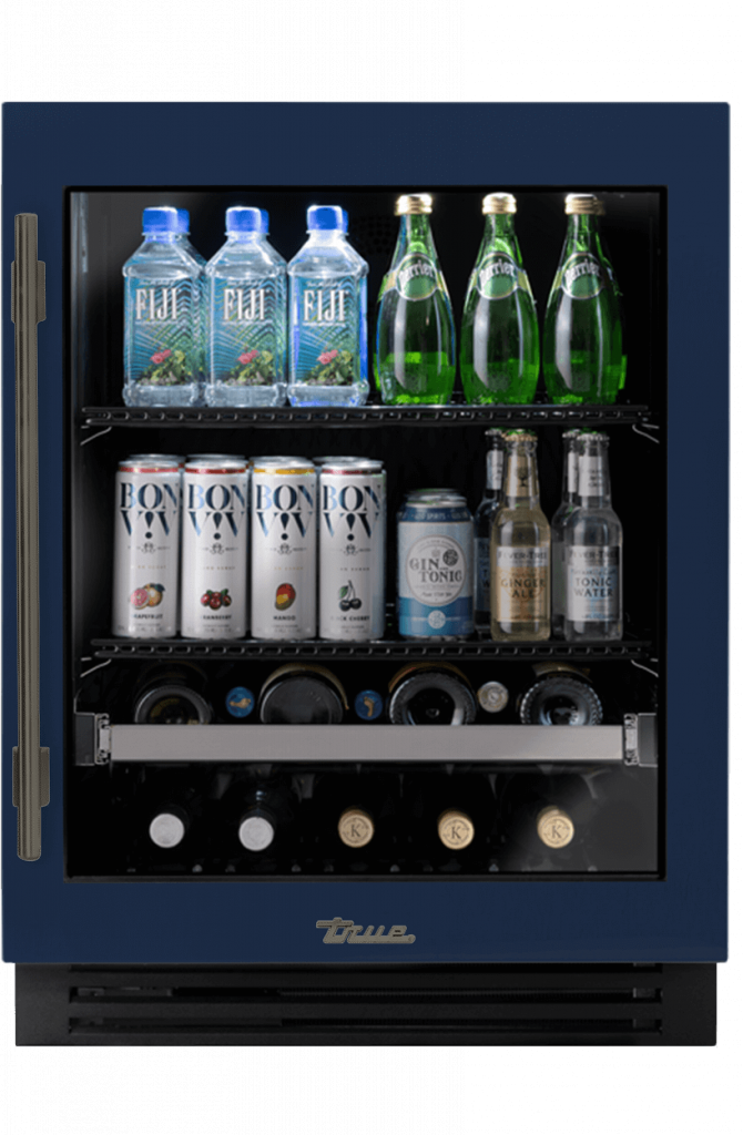 ADA Height Undercounter Beverage Center, Right Hinged, Cobalt, Pewter Hardware TUBADA24RGA078H05
