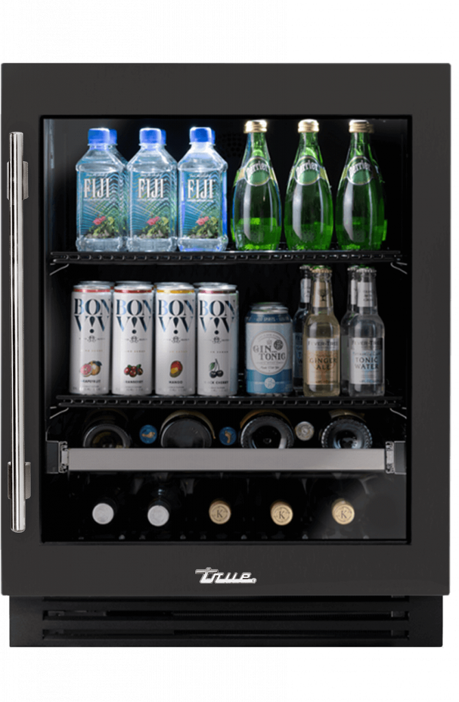ADA Height Undercounter Beverage Center, Right Hinged, Ultra Matte Black, Chrome Hardware TUBADA24RGA085H02