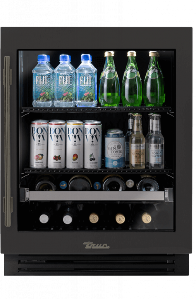 ADA Height Undercounter Beverage Center, Right Hinged, Ultra Matte Black, Pewter Hardware TUBADA24RGA085H05