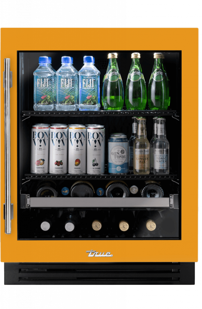 ADA Height Undercounter Beverage Center, Right Hinged, Saffron, Chrome Hardware TUBADA24RGA103H02