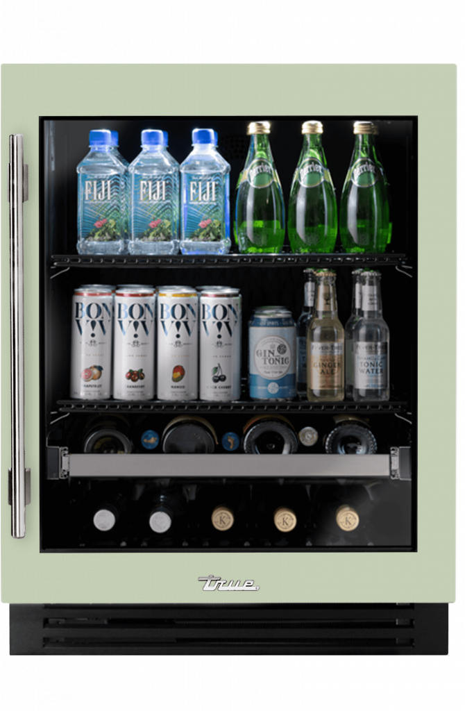 ADA Height Undercounter Beverage Center, Right Hinged, Sage, Chrome Hardware TUBADA24RGA129H02