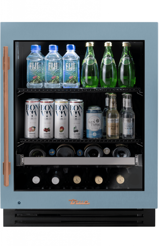 ADA Height Undercounter Beverage Center, Right Hinged, Bluestone, Copper Hardware TUBADA24RGA152H03
