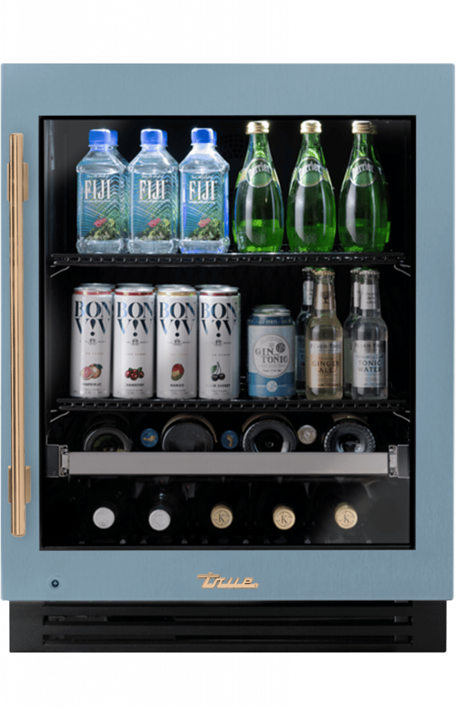 ADA Height Undercounter Beverage Center, Right Hinged, Bluestone, Gold Hardware TUBADA24RGA152H08
