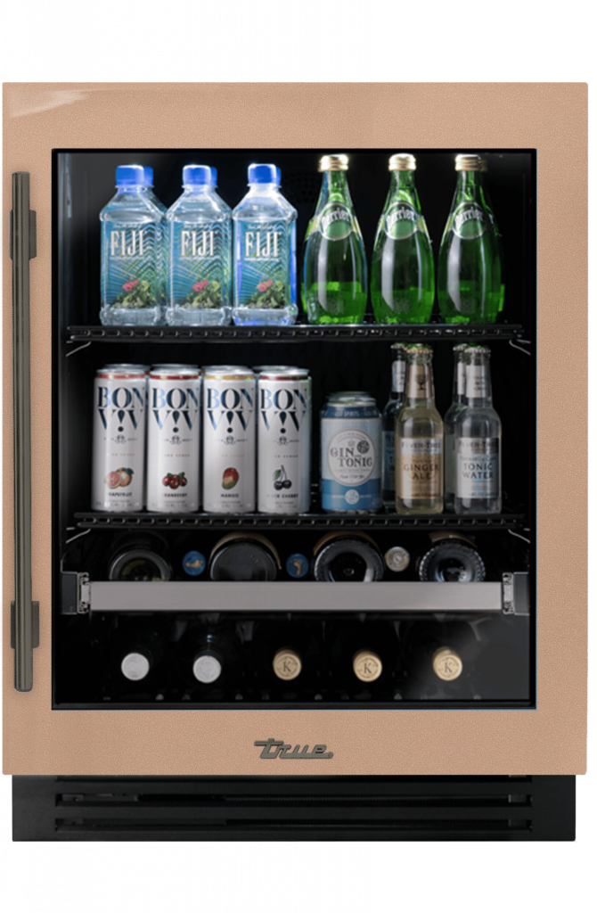 ADA Height Undercounter Beverage Center, Right Hinged, Champagne, Pewter Hardware TUBADA24RGA179H05