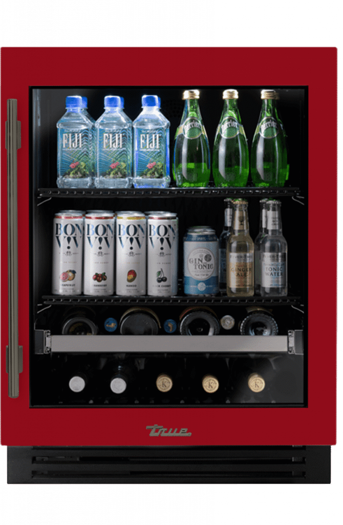ADA Height Undercounter Beverage Center, Right Hinged, Crimson, Pewter Hardware TUBADA24RGA193H05