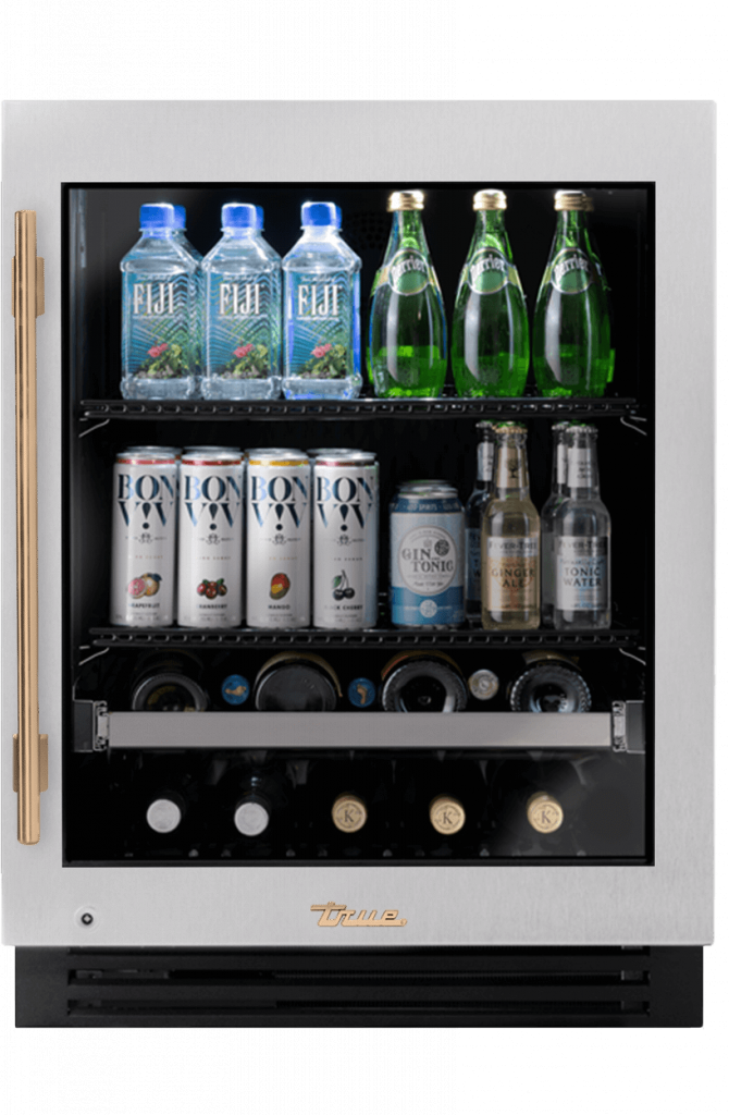 ADA Height Undercounter Beverage Center, Right Hinged, Color Match, Gold Hardware TUBADA24RGAXXXH08