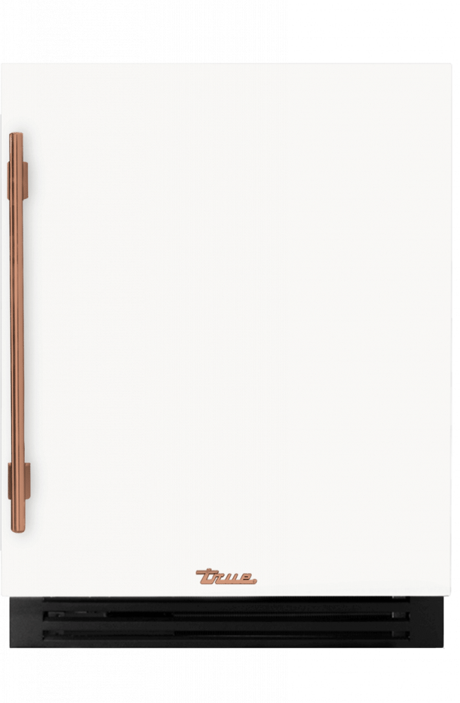 ADA Height Undercounter Beverage Center, Right Hinged, Matte White, Copper Hardware TUBADA24RSA030H03