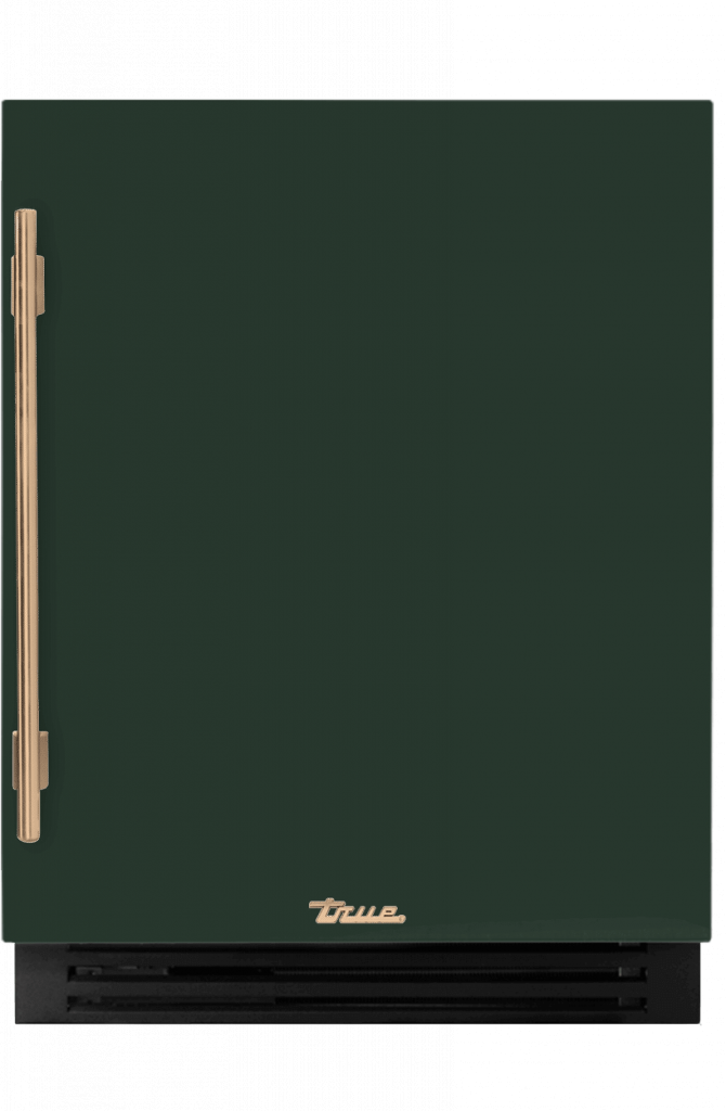 ADA Height Undercounter Beverage Center, Right Hinged, Emerald, Gold Hardware TUBADA24RSA086H08