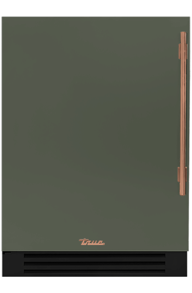 Undercounter Freezer, Left Hinged, Olive, Copper Hardware TUF24LOPCDSK238H03