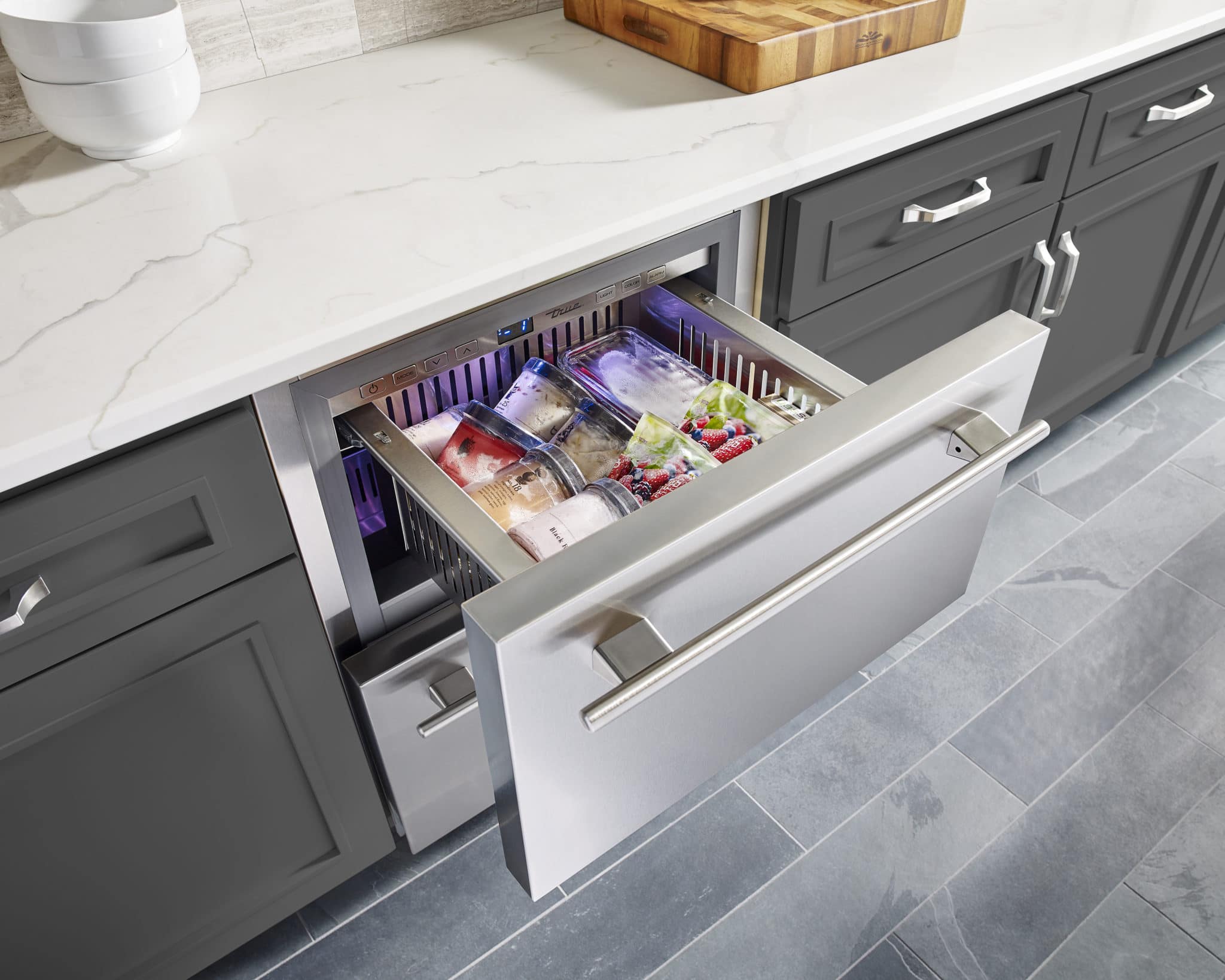 Undercounter Freezer, Left Hinged, Espresso, Brass Hardware TUF24LOPCDSK305H01