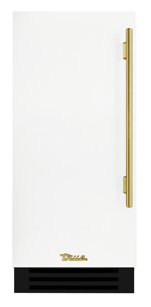 Clear Ice Machine, Left Hinged, Matte White, Brass Hardware TUI15LOPDDSK030H01