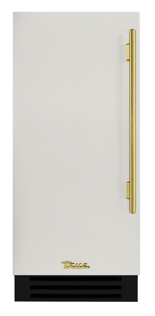 Clear Ice Machine, Left Hinged, Antique White, Brass Hardware TUI15LOPDDSK050H01