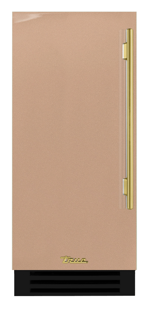 Clear Ice Machine, Left Hinged, Champagne, Brass Hardware TUI15LOPDDSK179H01
