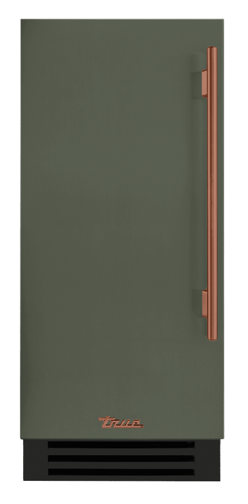 Clear Ice Machine, Left Hinged, Olive, Copper Hardware TUI15LOPDDSK238H03