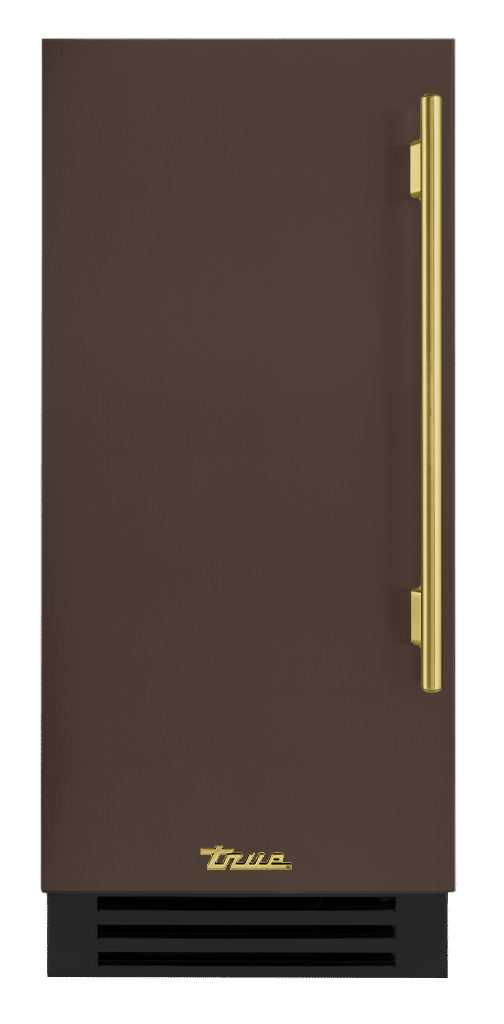 Clear Ice Machine, Left Hinged, Espresso, Brass Hardware TUI15LOPDDSK305H01