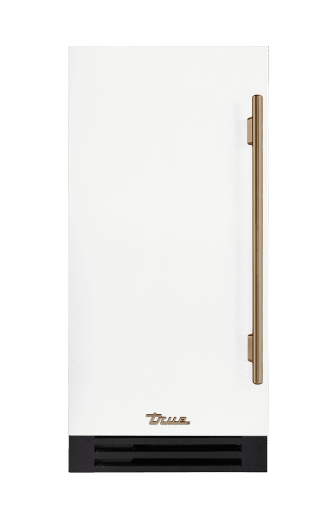 ADA Height Clear Ice Machine, Left Hinged, Matte White, Gold Hardware TUIADA15LSA030H08