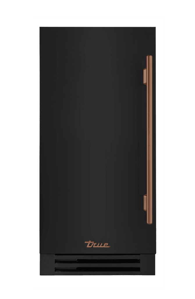 ADA Height Clear Ice Machine, Left Hinged, Gloss Black, Copper Hardware TUIADA15LSA044H03
