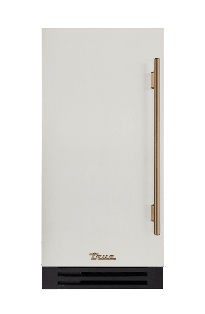 ADA Height Clear Ice Machine, Left Hinged, Antique White, Gold Hardware TUIADA15LSA050H08