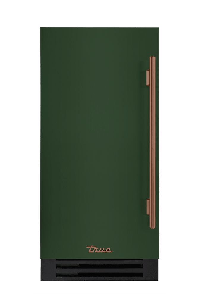 ADA Height Clear Ice Machine, Left Hinged, Emerald, Copper Hardware TUIADA15LSA086H03
