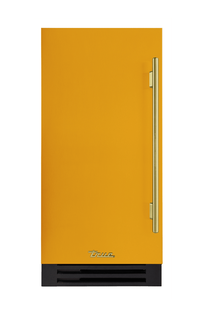 ADA Height Clear Ice Machine, Left Hinged, Saffron, Brass Hardware TUIADA15LSA103H01