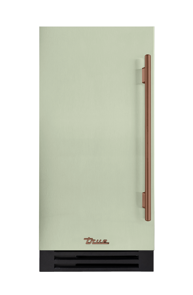 ADA Height Clear Ice Machine, Left Hinged, Sage, Copper Hardware TUIADA15LSA129H03