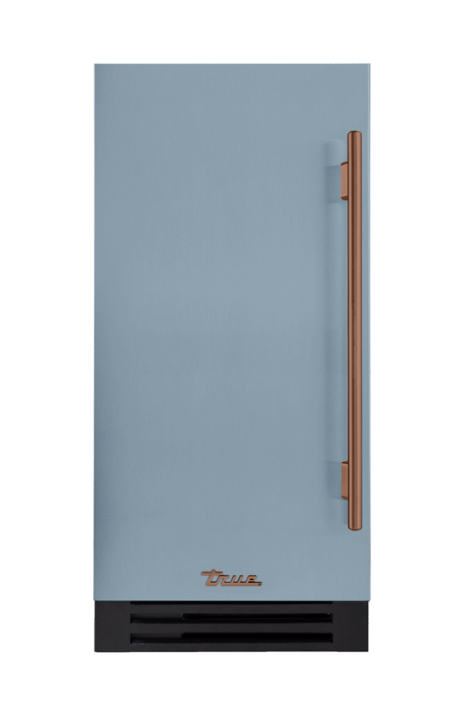 ADA Height Clear Ice Machine, Left Hinged, Bluestone, Copper Hardware TUIADA15LSA152H03