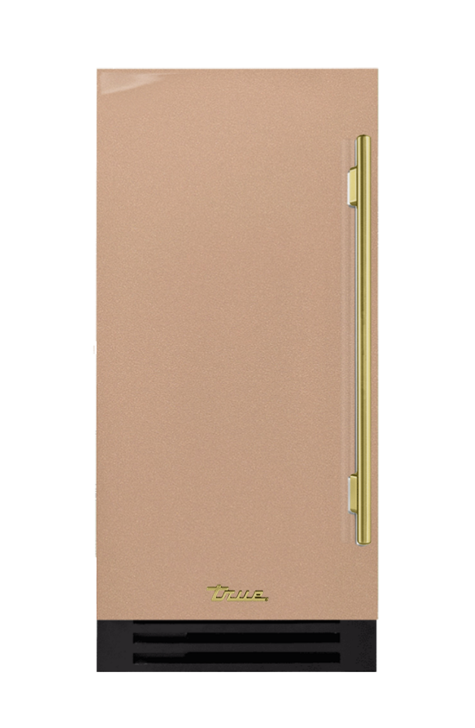 ADA Height Clear Ice Machine, Left Hinged, Champagne, Brass Hardware TUIADA15LSA179H01