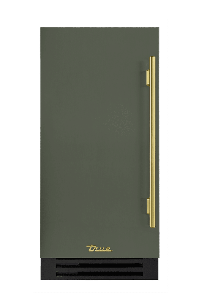 ADA Height Clear Ice Machine, Left Hinged, Olive, Brass Hardware TUIADA15LSA238H01