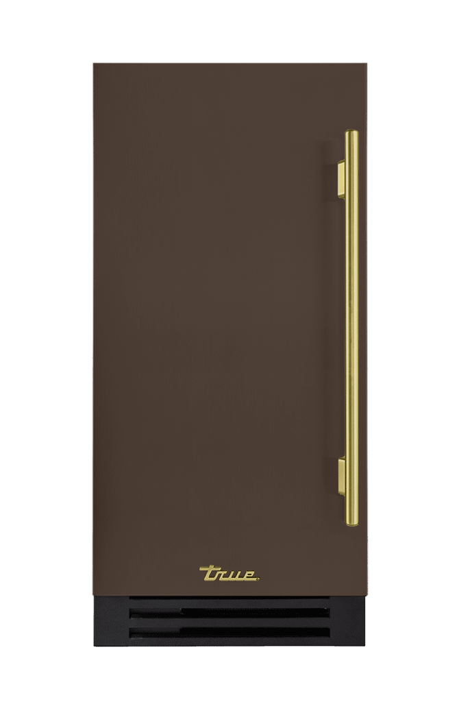 ADA Height Clear Ice Machine, Left Hinged, Espresso, Brass Hardware TUIADA15LSA305H01