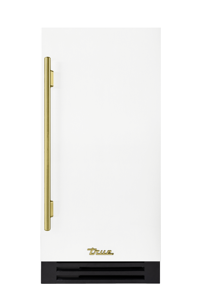 ADA Height Clear Ice Machine, Right Hinged, Matte White, Brass Hardware TUIADA15RSA030H01